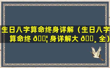 生日八字算命终身详解（生日八字算命终 🐦 身详解大 🌸 全）